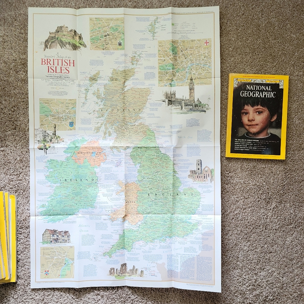 1974 National Geographic: Traveler's Map of the British Isles